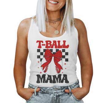 Groovy Tball Mom Softball T-Ball Mama Checkered Women Tank Top - Thegiftio