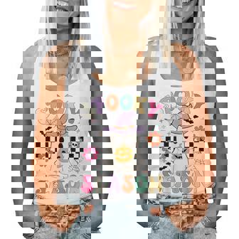 Groovypookyeason レトロ ゴースト 持株 パンプキン ハロウィン レディースタンクトップ - Kawaiitshirt