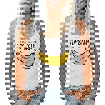 Happy Banana ファニーバナナラブ フルーツバナナ スマイリーフェイス レディースタンクトップ - Kawaiitshirt