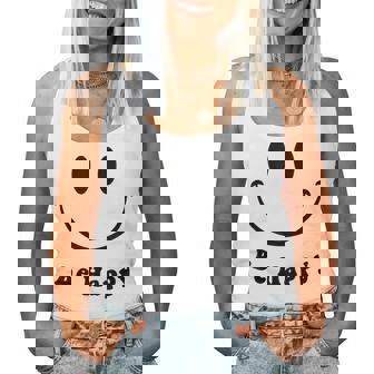 Be Happy Groovy スマイルフェイス かわいい ハッピーピース スマイルフェイス レディースタンクトップ - Kawaiitshirt