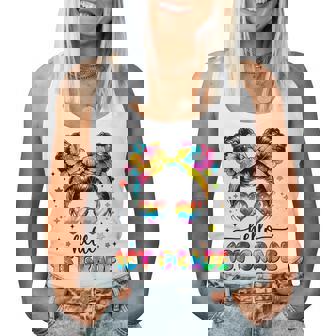 Hello 1St Grade Messy Bun First Day Of School Outfits Girls Women Tank Top - Thegiftio