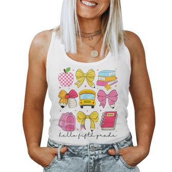 Hello Fifth Grade Back To School Coquette Bow Girls Squad Women Tank Top - Monsterry
