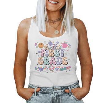 Hello First Grade Retro Back To School Coquette Teacher Women Tank Top - Monsterry