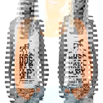 Horses Make Me Happy 楽しい馬愛好家 農家乗馬 レディースタンクトップ - Kawaiitshirt