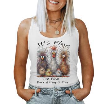 I'm Fine It's Fine Everything Is Fine Chicken Thanksgiving Women Tank Top - Thegiftio UK