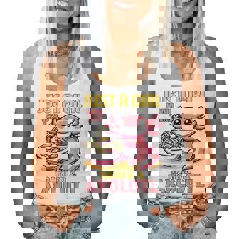 Just A Girl Who Loves Ramen And Axolotl Pink Kawaii Axolotl レディースタンクトップ - Kawaiitshirt