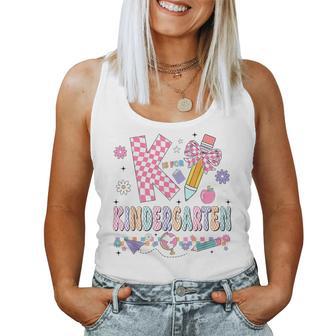 K Is For Kindergarten Teacher Coquette Bow Back To School Women Tank Top - Thegiftio