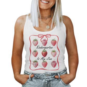 Kindergarten Is My Jam Strawberry Teacher Team Crew Girls Women Tank Top - Thegiftio UK