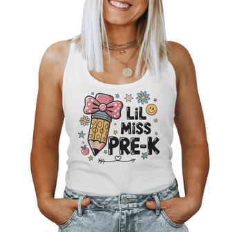 Lil Miss Pre-K Pencil Bow First Day Of School Pre-K Women Tank Top - Thegiftio UK