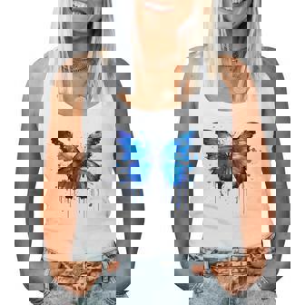 Mariposa Azulalpicaduras De Pintura Azul Mariposa In Mangas Camiseta sin mangas para mujer - Regaloses