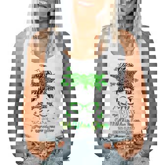 In May We Wear Green Messy Bun Mental Health Awareness Women Women Tank Top - Monsterry