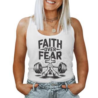 Men's Faith Over Fear Christian Workout Gym Jesus Graphic Women Tank Top - Thegiftio UK