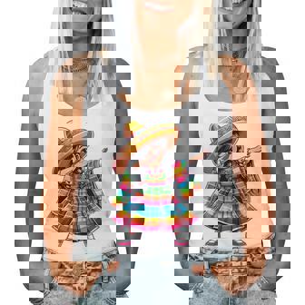 Mexican Dabbing Girl Poncho Sombrero Cinco De Mayo Women Tank Top - Monsterry