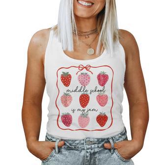 Middle School Is My Jam Strawberry Middle School Squad Women Tank Top - Thegiftio UK