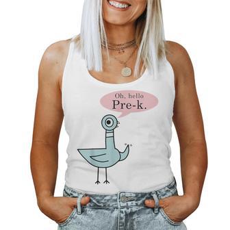 Oh Hello Pre-Kers Cute Pigeon Pre-K Back To School Teacher Women Tank Top - Monsterry