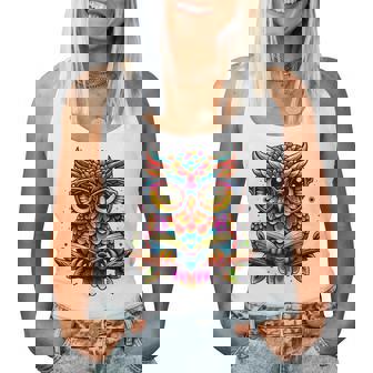 Owl With Glasses And Book Reading Women Tank Top | Seseable CA