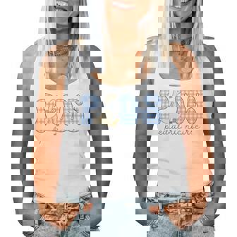 Peds Goose Pediatric Nurse Blue Gingham Work Peds Er Icu Ot Women Tank Top - Seseable