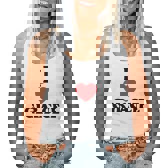 Personalized Name Gracie I Love Gracie Heart Groovy Women Tank Top - Thegiftio