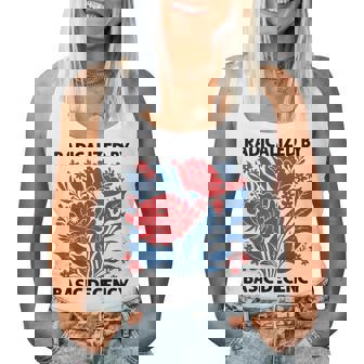 Radicalized By Basic Decency Floral Womens Women Tank Top | Mazezy