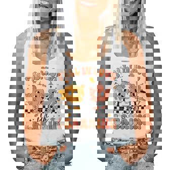 Retro Fall In Love With Learning Autumn Pumpkin Teacher Women Tank Top | Seseable CA