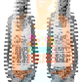 Retro Groovy Mema For Mother's Day Hippie Flower Women Tank Top - Monsterry