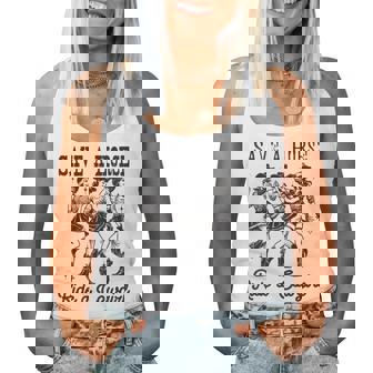 Save A Horse Ride A Cowgirl レトロ ウエスタン ロデオ カントリーガール レディースタンクトップ - Kawaiitshirt