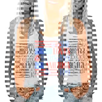 She Loves Jesus And America Too Usa Flag Floral 4Th Of July Women Tank Top - Thegiftio