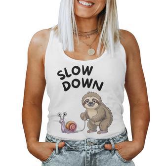 Slow Down Snail Sloth Women Tank Top - Thegiftio UK