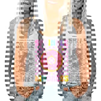 Sprinkle Kindness Groovy Donut Doughnut Lover Girls Women Women Tank Top | Mazezy