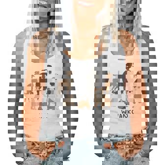 いぬ わんこ 大集合 イラスト おしゃれ シンプル かわいい 手書き 犬飼い 犬好き 女性 男性 犬柄 レディースタンクトップ - Kawaiitshirt