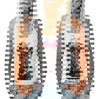 コケット ボウケーン コルソ 犬 ママ ピンクリボン 女の子 レディースタンクトップ - Kawaiitshirt