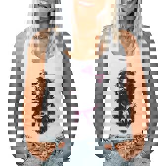 コケット リボン ニューファンドランド 犬 犬 ママ ピンクリボン 女の子 レディースタンクトップ - Kawaiitshirt