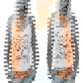 ラインアートお父さんお母さん猫-マンクス猫 レディースタンクトップ - Kawaiitshirt