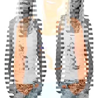 古希祝い 猫好き 男性 女性 古希 お祝い 70歳 かわいい ねこ おしゃれ 猫 紫色 レディースタンクトップ - Kawaiitshirt