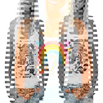 私はもう2歳 女の子のためのかわいいレインボーバースデーデザイン レディースタンクトップ - Kawaiitshirt