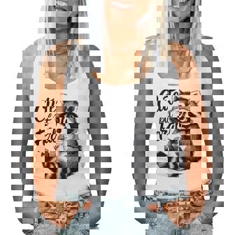 野生の女の子の夏の面白いミームかわいいけど野生のアライグマ休暇 レディースタンクトップ - Kawaiitshirt