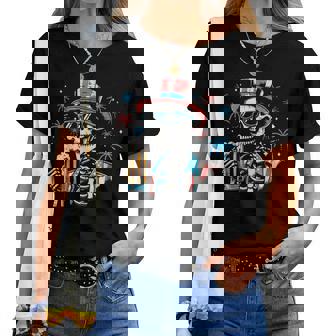 4Th Of July Patriotic Skeleton Usa Party Dad Women Women T-shirt | Mazezy