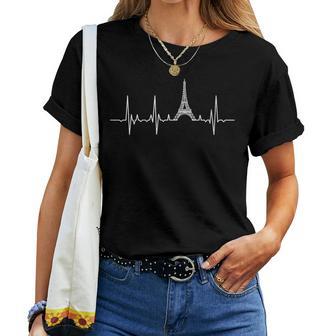 Amo París Latidos Del Corazón Torre Eiffel Francia Cuello Camiseta de mujer - Regaloses