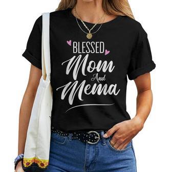 Blessed Mom And Mema Grandma Grandmother Heart Women T-shirt - Thegiftio UK