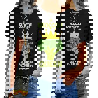 Broccoli Queen ブロッコリーの女王 ブロッコリー ベジタリアン・ベジタブル ブロッコリー レディースTシャツ - Kawaiitshirt