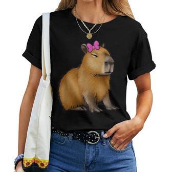 Capibara Con Lazo Rosa Lindo Capibara Para Niñas Y Es Camiseta de mujer - Regaloses