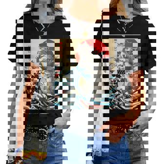 Catzilla Cat 日本アート 面白い猫 ギフト 男性 女性 子供 レディースTシャツ - Kawaiitshirt