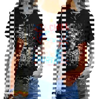 Chill The Fourth Out Skeleton Retro 4Th Of July Women Women T-shirt | Mazezy