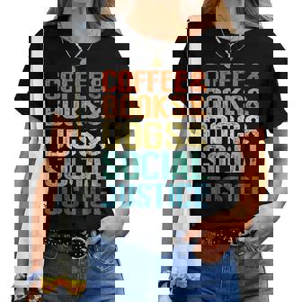 Coffee Books Dogsocial Justice レディースTシャツ - Kawaiitshirt