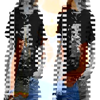 Cool Teddy Bear Playing Horse Polo Game Illustration Graphic レディースTシャツ - Kawaiitshirt