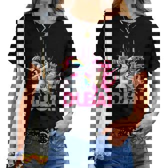 Dabbing ユニコーン 恐竜 男性 女性 男の子 女の子 キッズ ドバイ レディースTシャツ - Kawaiitshirt