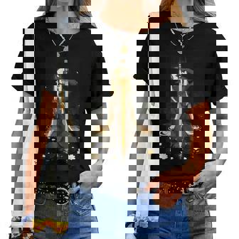 Demon Anime Girl Horns Katana レディースTシャツ - Kawaiitshirt