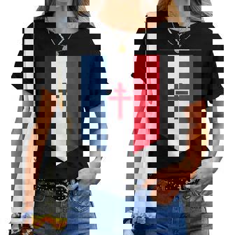 Drapeau Français Croix De Lorraine Cadeau Patriote Français T-shirt femme - Cadeauxyz