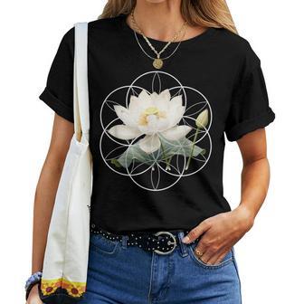 Fleur De Lotus Florale Graine Deie Géométrieacrée Méditation T-shirt femme - Cadeauxyz