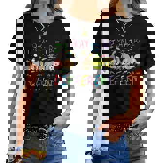 It's Ok To Be Different Apple Teacher Autism Awareness Women T-shirt | Mazezy